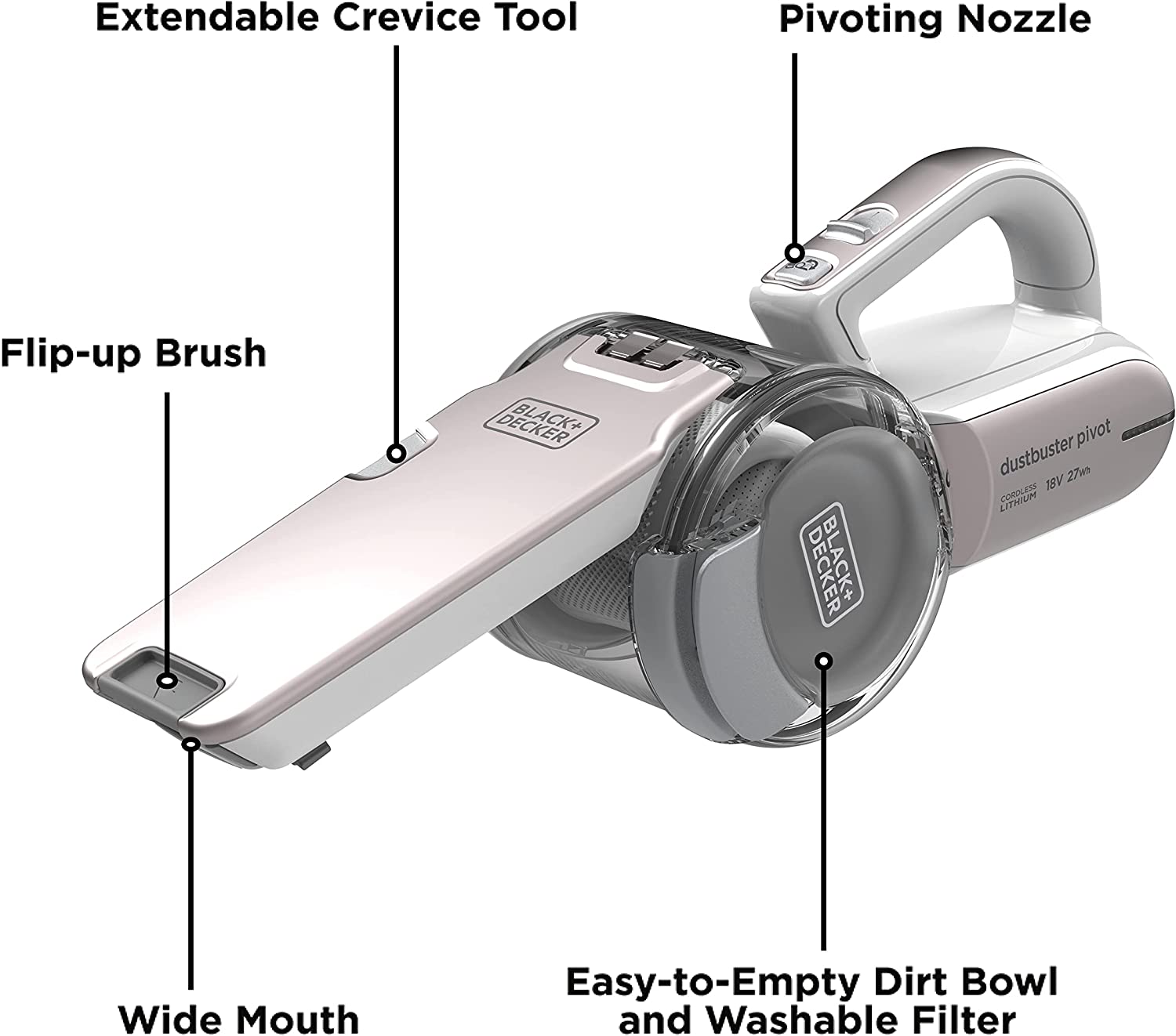 جارو شارژی بلک اند دکر  Black+Decker Cordless Dustbuster Pivot Handheld Vacuum Cleaner - ارسال ۱۰ الی ۱۵ روز کاری