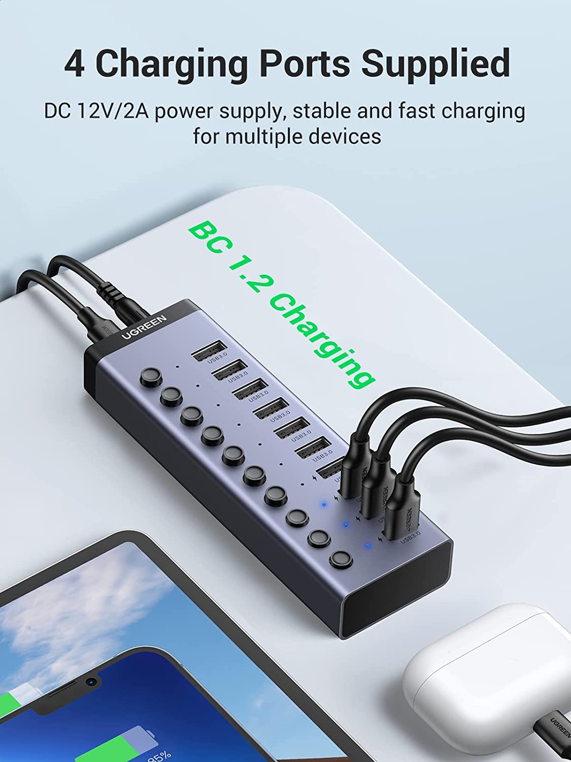 هاب  Powered USB Hub 3.0 10-Ports Charging _ UGREEN - ارسال ۱۰ الی ۱۵ روز کاری