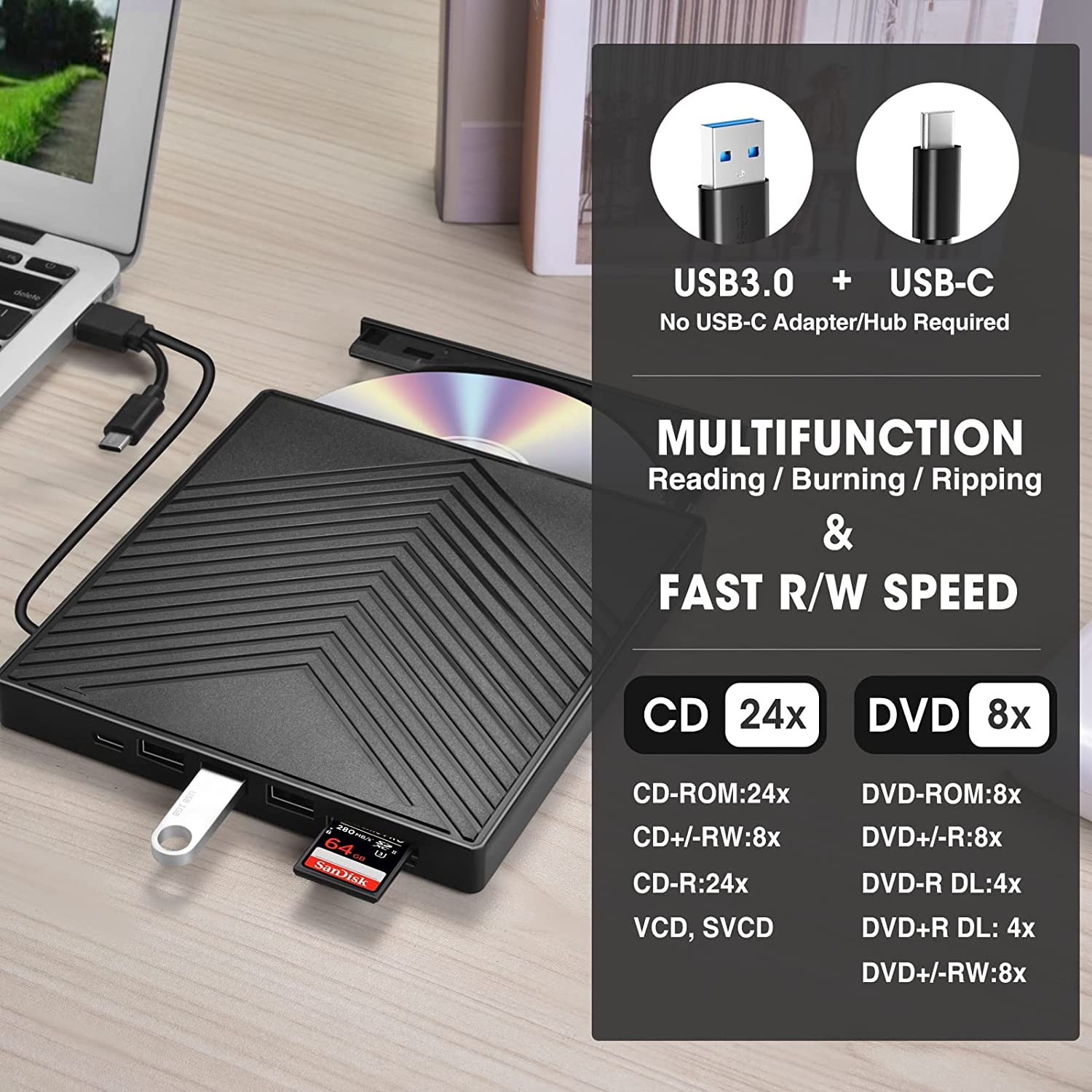 دی وی دی رایتر اکسترنال مدل MAKINGTEC External CD DVD Drive - ارسال 10 الی 15 روز کاری
