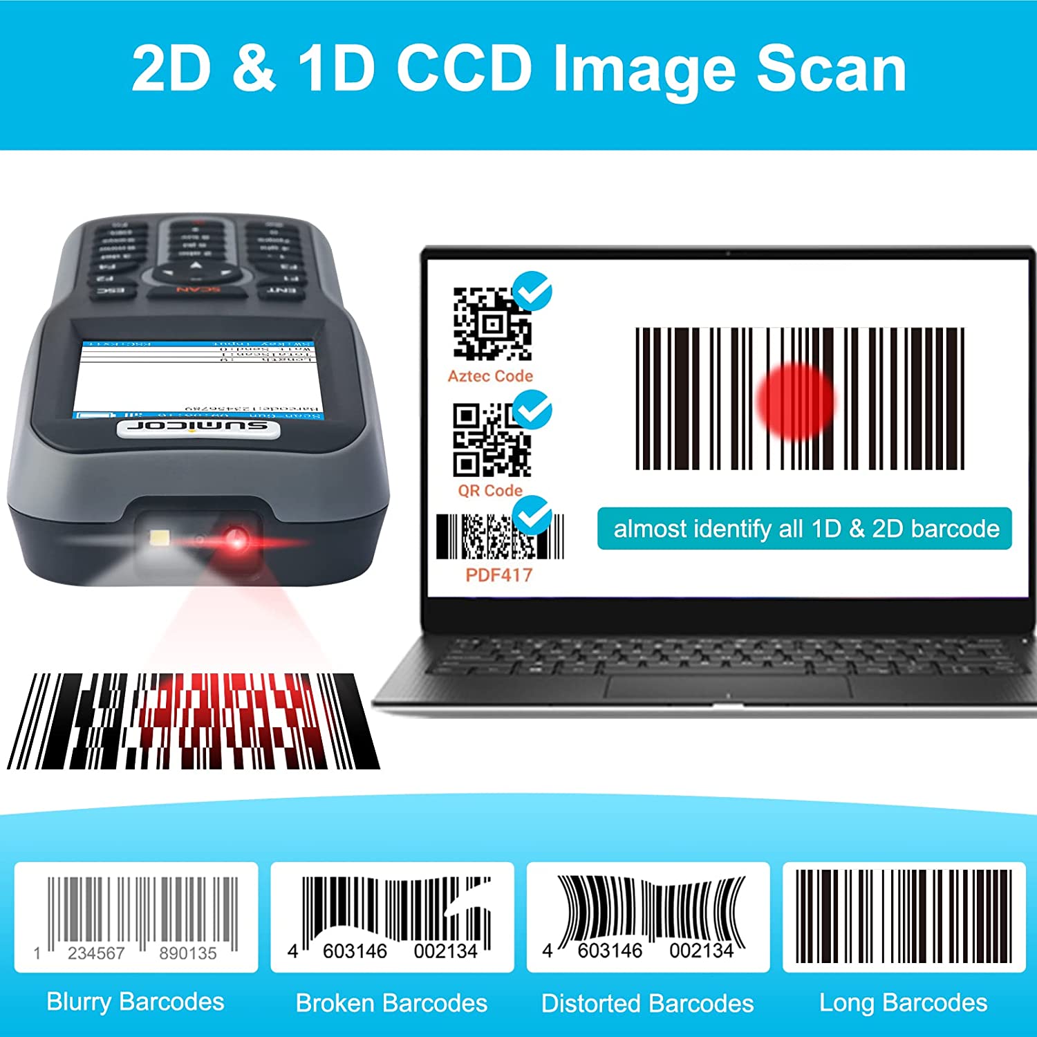 بارکد خوان بی سیم مدل Sumicor Barcode Scanner 1D  2D - ارسال 10 الی 15 روز کاری