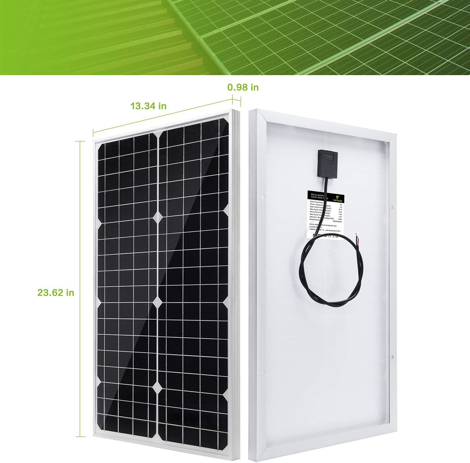پنل خورشیدی مدل TP-solar Solar Panel Kit 30W 12V - ارسال 10 الی 15 روز کاری