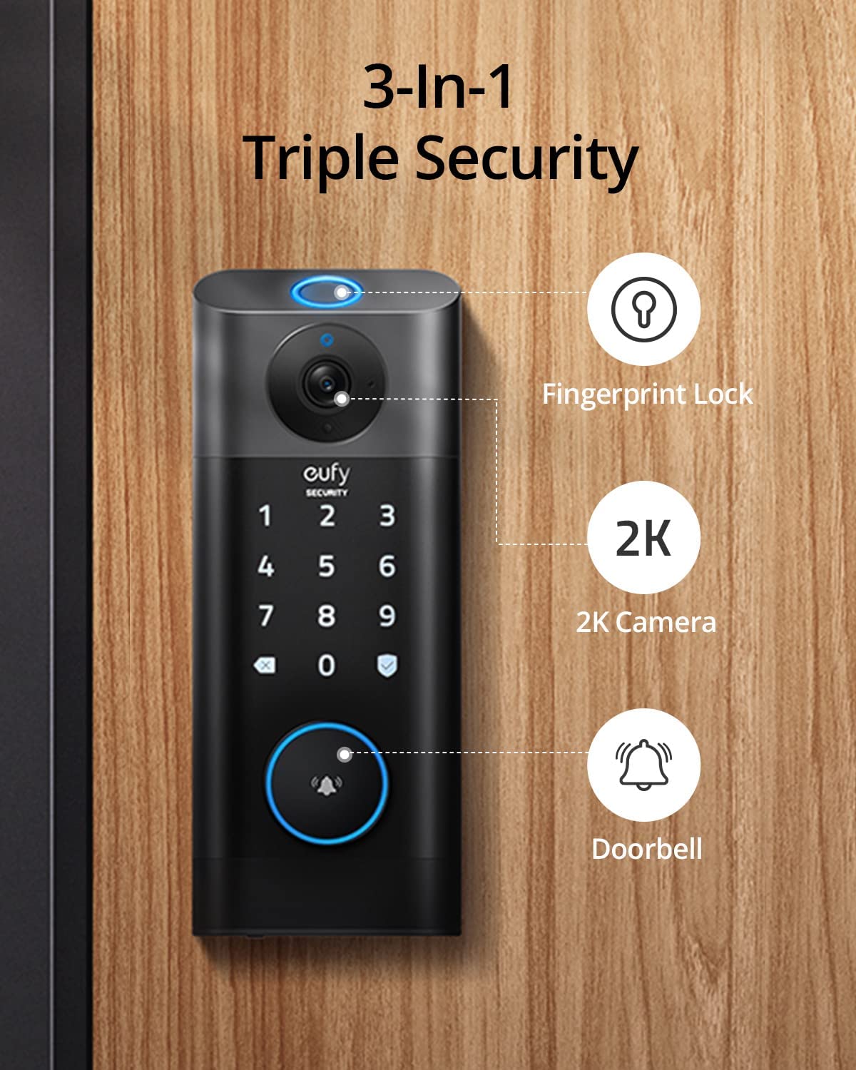 قفل در و زنگ ویدیوی هوشمند مدل eufy security S330 3-in-1 - ارسال ۱۰ الی ۱۵ روز کاری