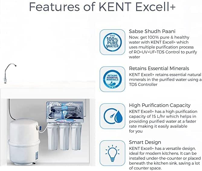 دستگاه تصفیه آب مدل KENT - Excell RO UV - ارسال 10 الی 15 روز کاری