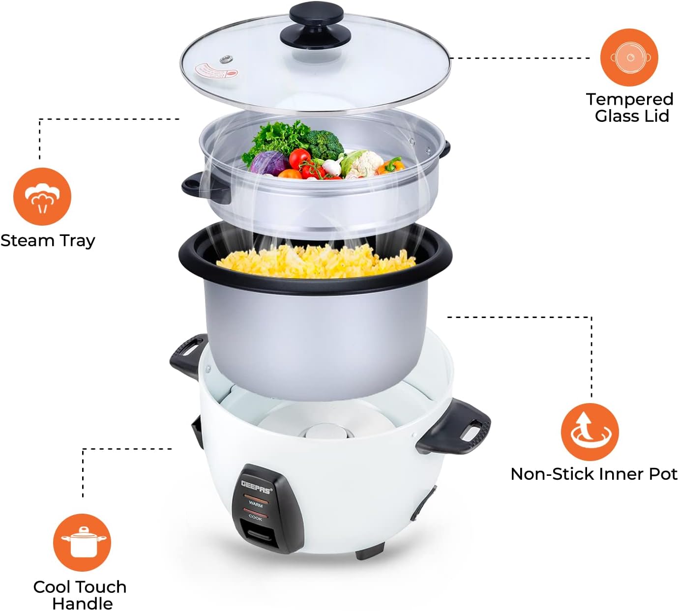 پلوپز برقی جیپاس مدل Geepas Electric Rice Cooker - ارسال 10 الی ۱۵ روز کاری