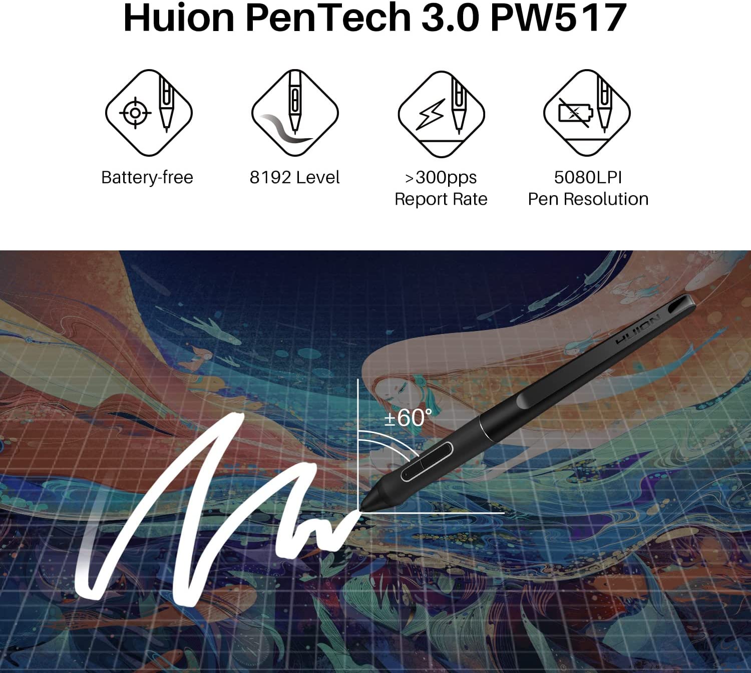 تبلت طراحی هویون HUION KAMVAS Pro 13 (2.5K) Drawing Graphics Tablet - ارسال ۱۰ الی ۱۵ روز کاری