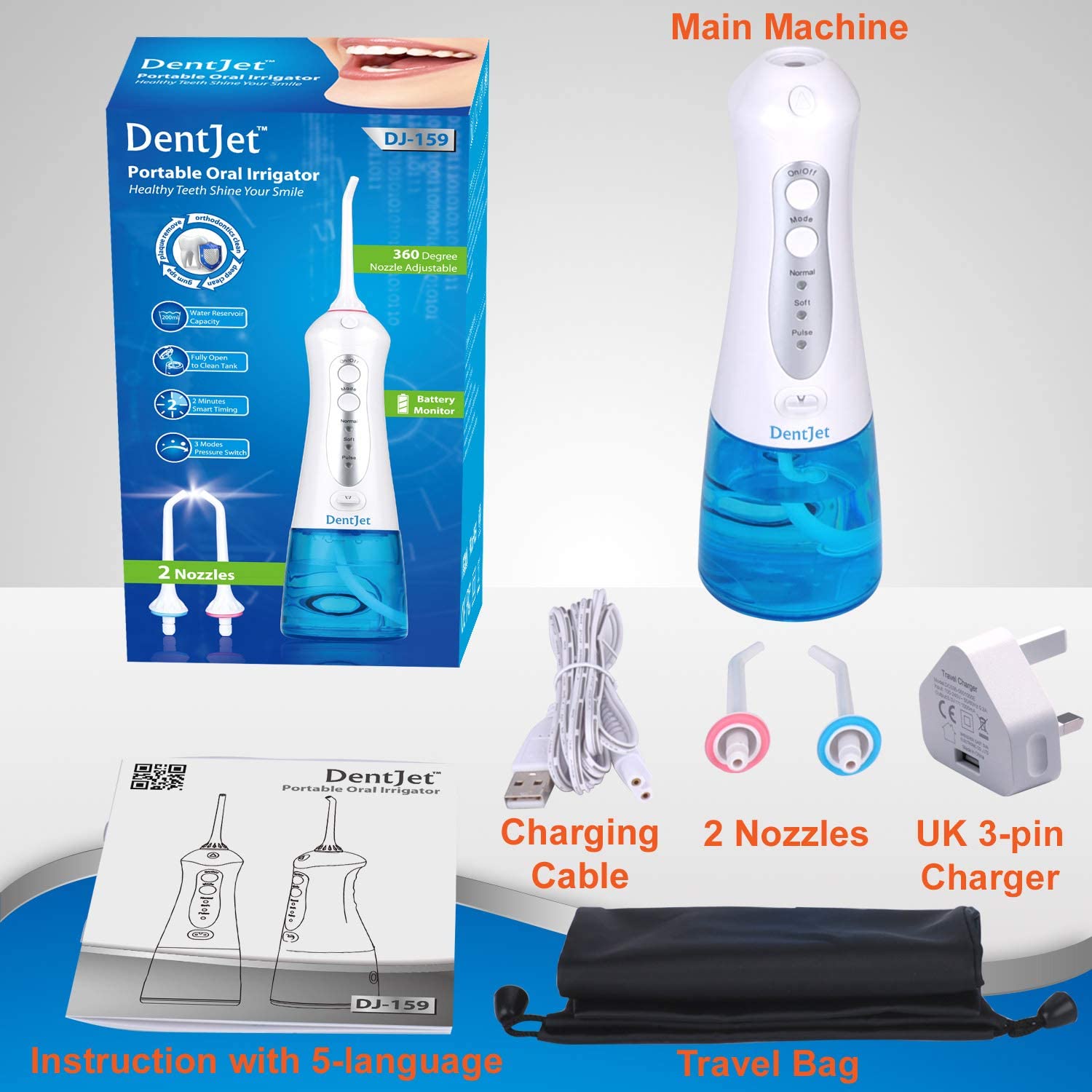 دستگاه شستشوی دهان و دندان Water Flosser Cordless Oral Irrigator Portable - ارسال ۱۰ الی ۱۵ روز کاری