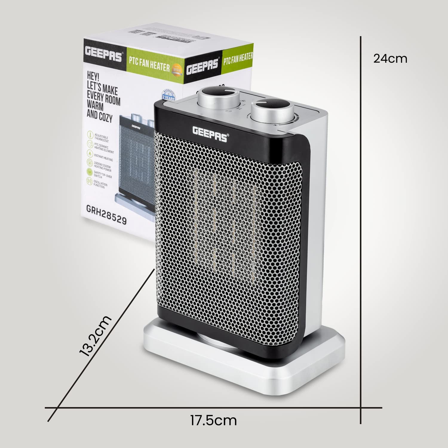 بخاری قابل حمل سرامیکی Geepas Ceramic Heater Portable Electric Space Heater - ارسال ۱۰ الی ۱۵ روز کاری