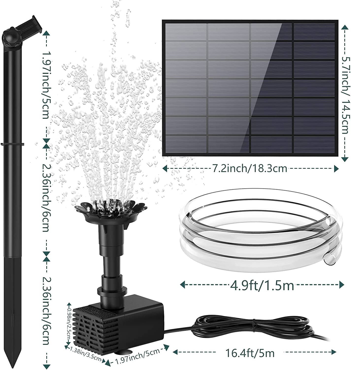 پمپ آبنمای خورشیدی مدل AMZtime 3.5W Solar Fountain Pump - ارسال 10 الی 15 روز کاری