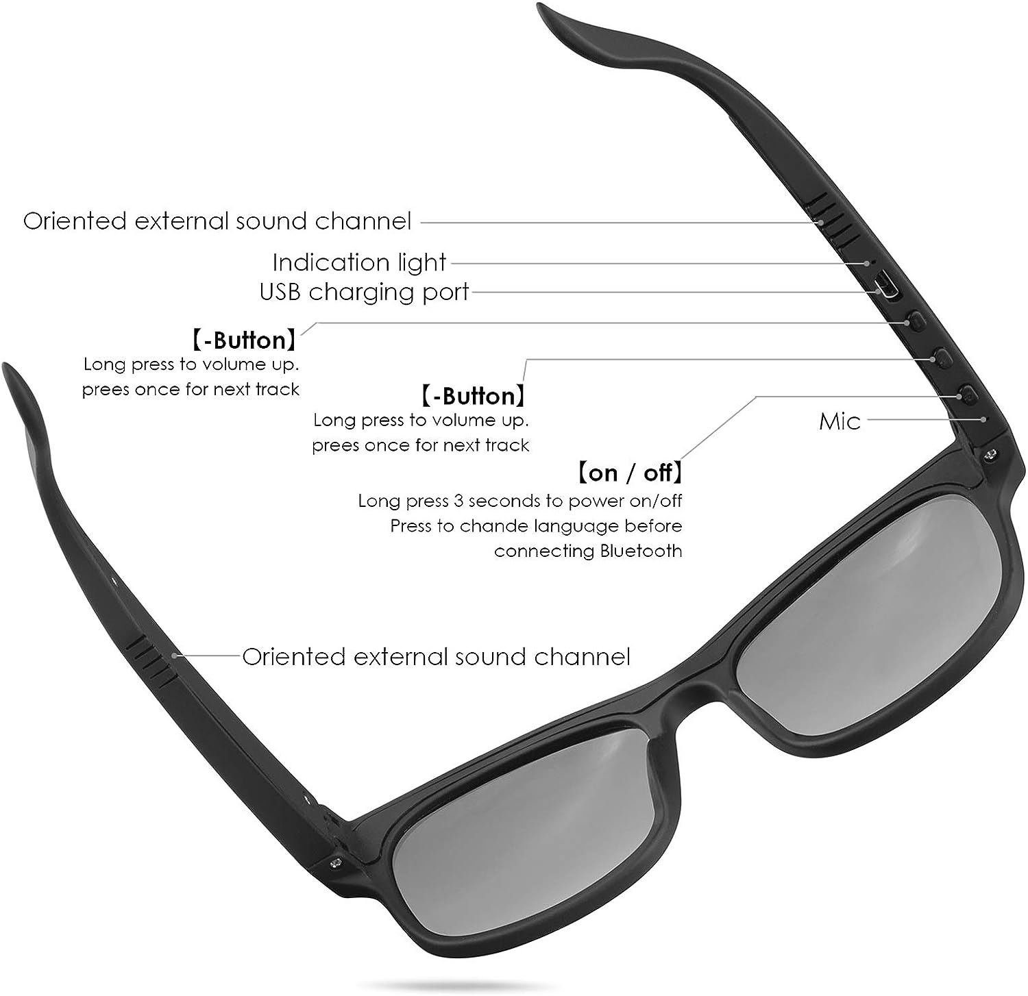 عینک هوشمند مدل GELETE Smart Glasses - ارسال 10 الی 15 روز کاری
