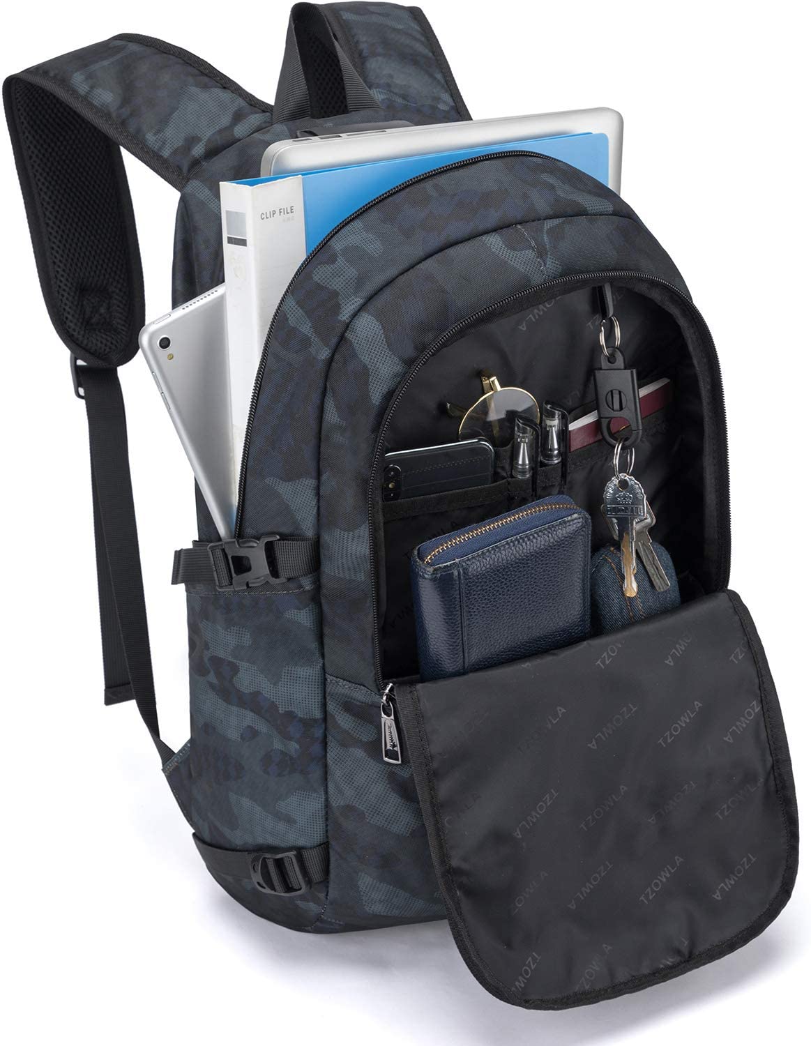 کوله پشتی با محفظه لپ تاپ Tzowla مدل BRS-LTBKXX2-BlueCamo - ارسال ۱۰ الی ۱۵ روز کاری