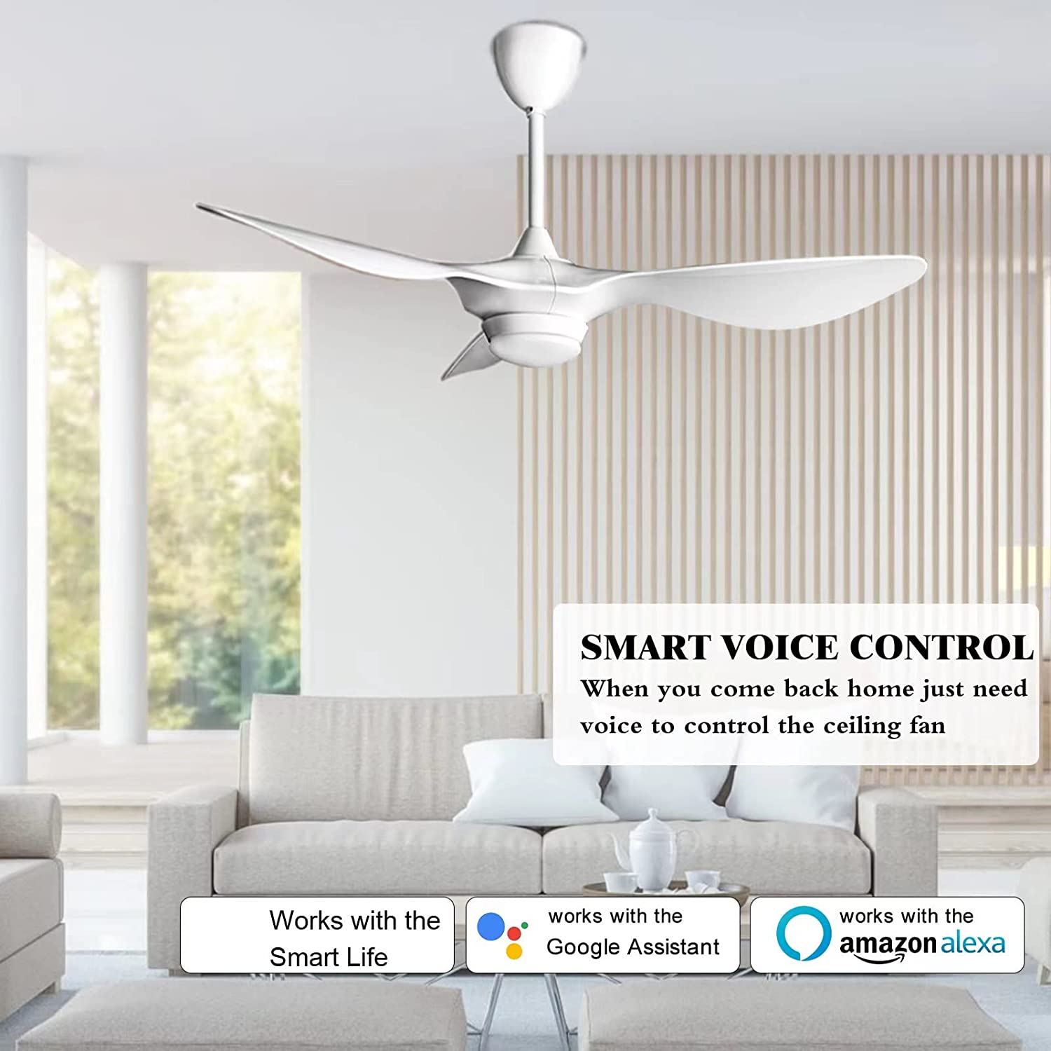 پنکه سقفی هوشمند reiga 52 Bright White Smart Ceiling Fan - ارسال ۱۰ الی ۱۵ روز کاری