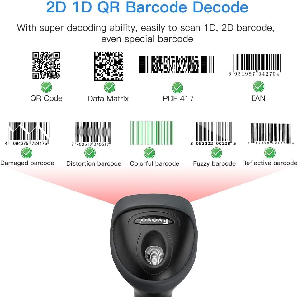 بارکد خوان مدل Eyoyo USB 2D Barcode Scanner QR PDF417 - ارسال 10 الی 15 روز کاری