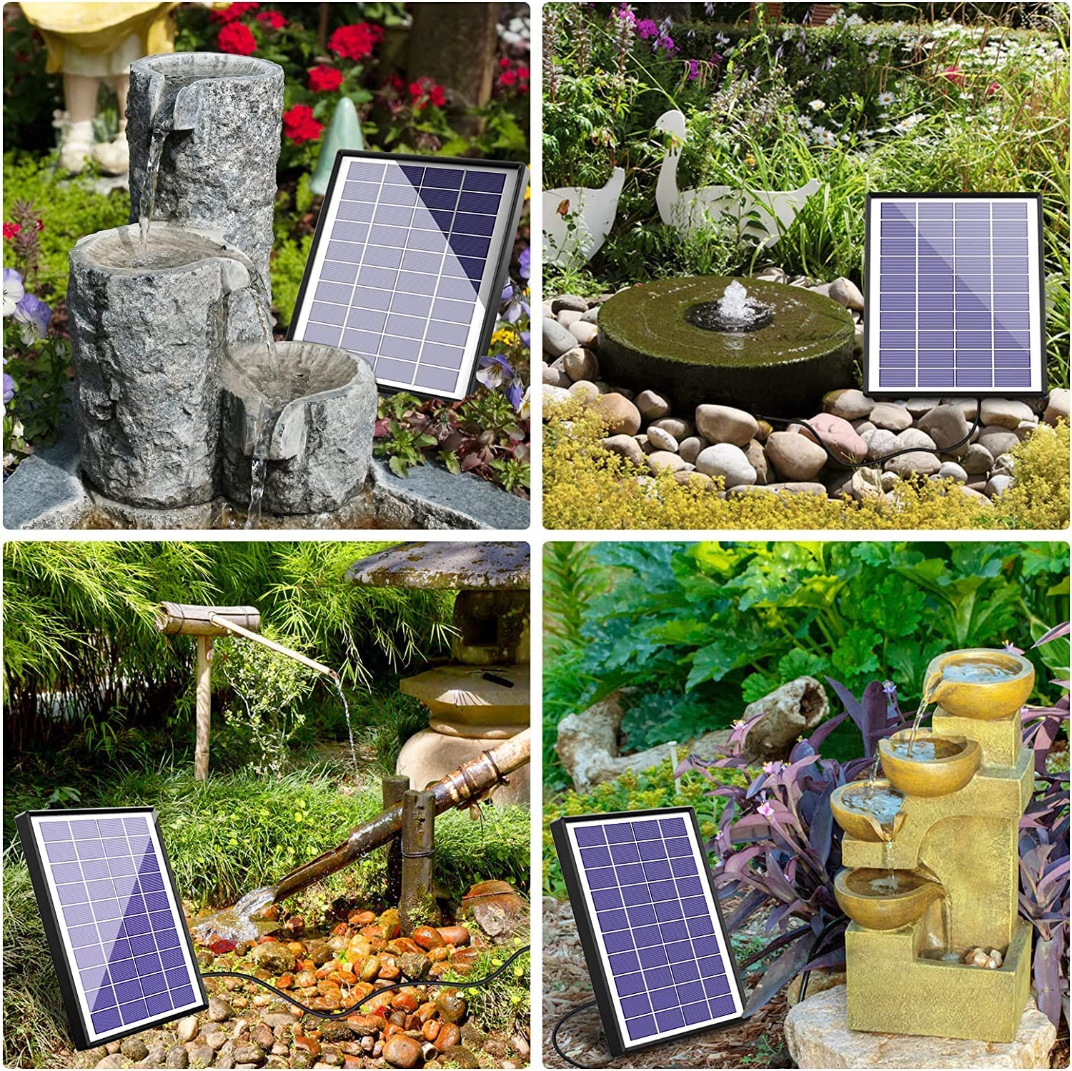 پمپ آبنمای خورشیدی مدل Solar Fountain Pump with Panel - ارسال 10 الی 15 روز کاری