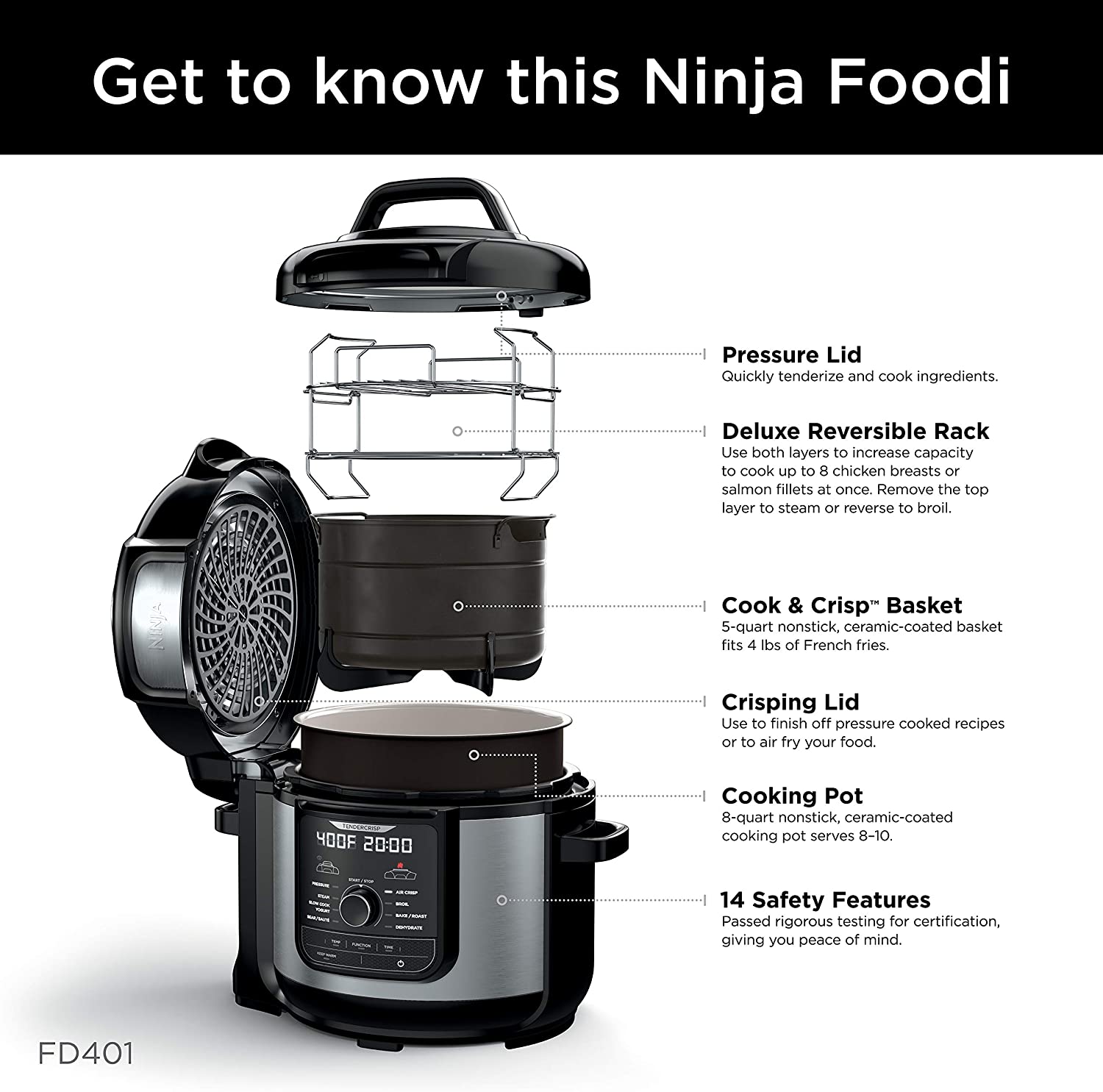 زودپز و سرخ کن نینجا مدل Ninja FD401 Foodi - ارسال 15 الی 20 روز کاری