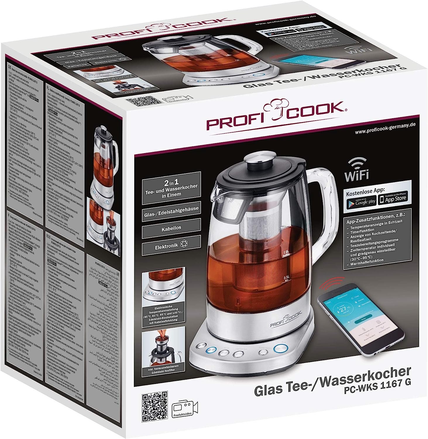 چای خوری شیشه ای پروفی کوک مدل Profi cook PC-WKS 1167G - ارسال الی 15 الی 20 روز کاری