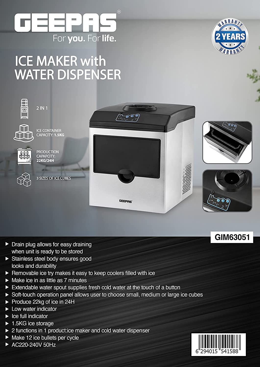 دستگاه یخ ساز مدل Geepas Ice Maker - ارسال 10 الی ۱۵ روز کاری
