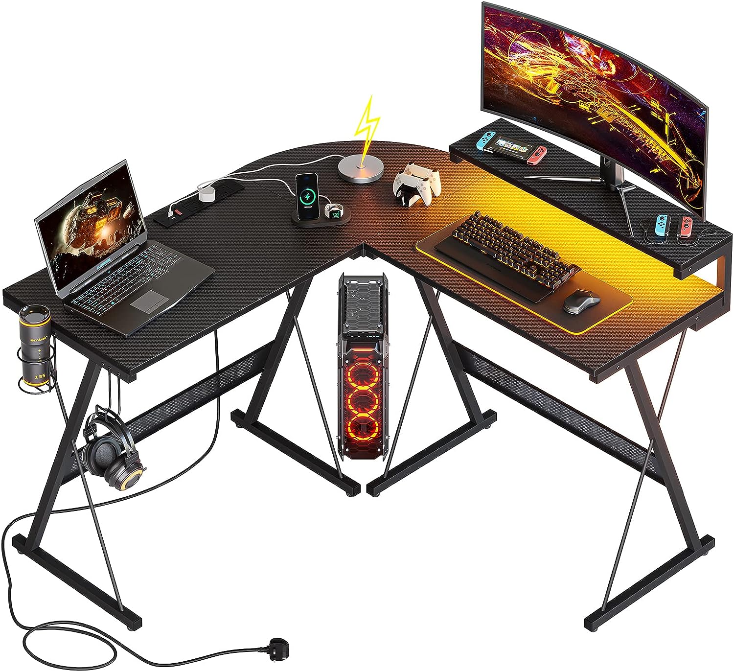 میز گیمینگ  ال ای دی RGB شکل L مدل Bestier LED Gaming Desk - ارسال 20 الی 25 روز کاری