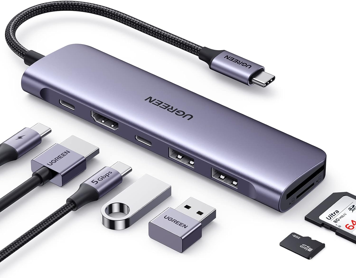 هاب 7 پورت یوگرین تایپ C مدل UGREEN Revodok USB C Hub - ارسال 10 الی 15 روز کاری