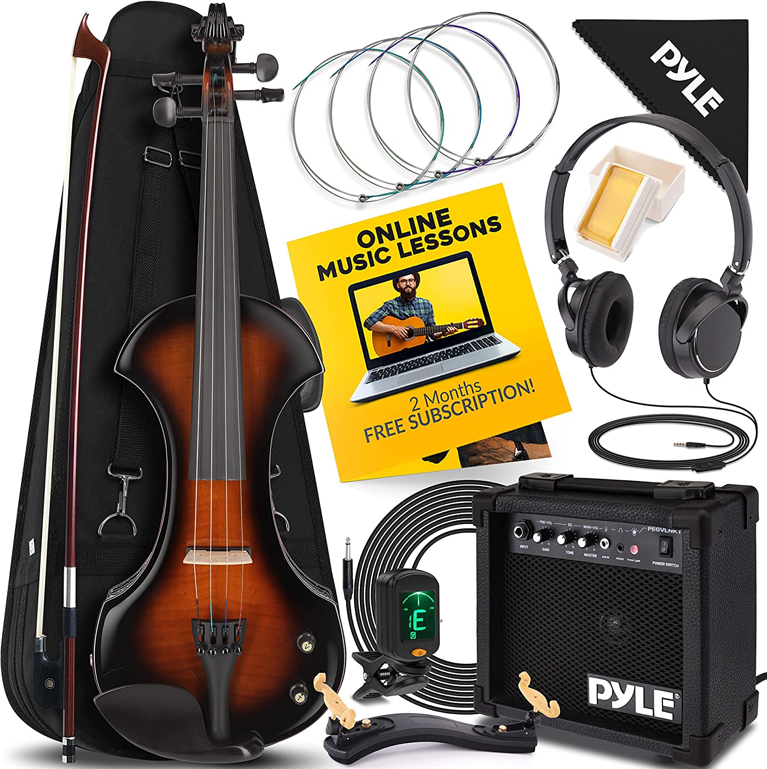 ویولن برقی Pyle 4 4/4 Silent Electric Violin Kit - ارسال ۱۰ الی ۱۵ روز کاری