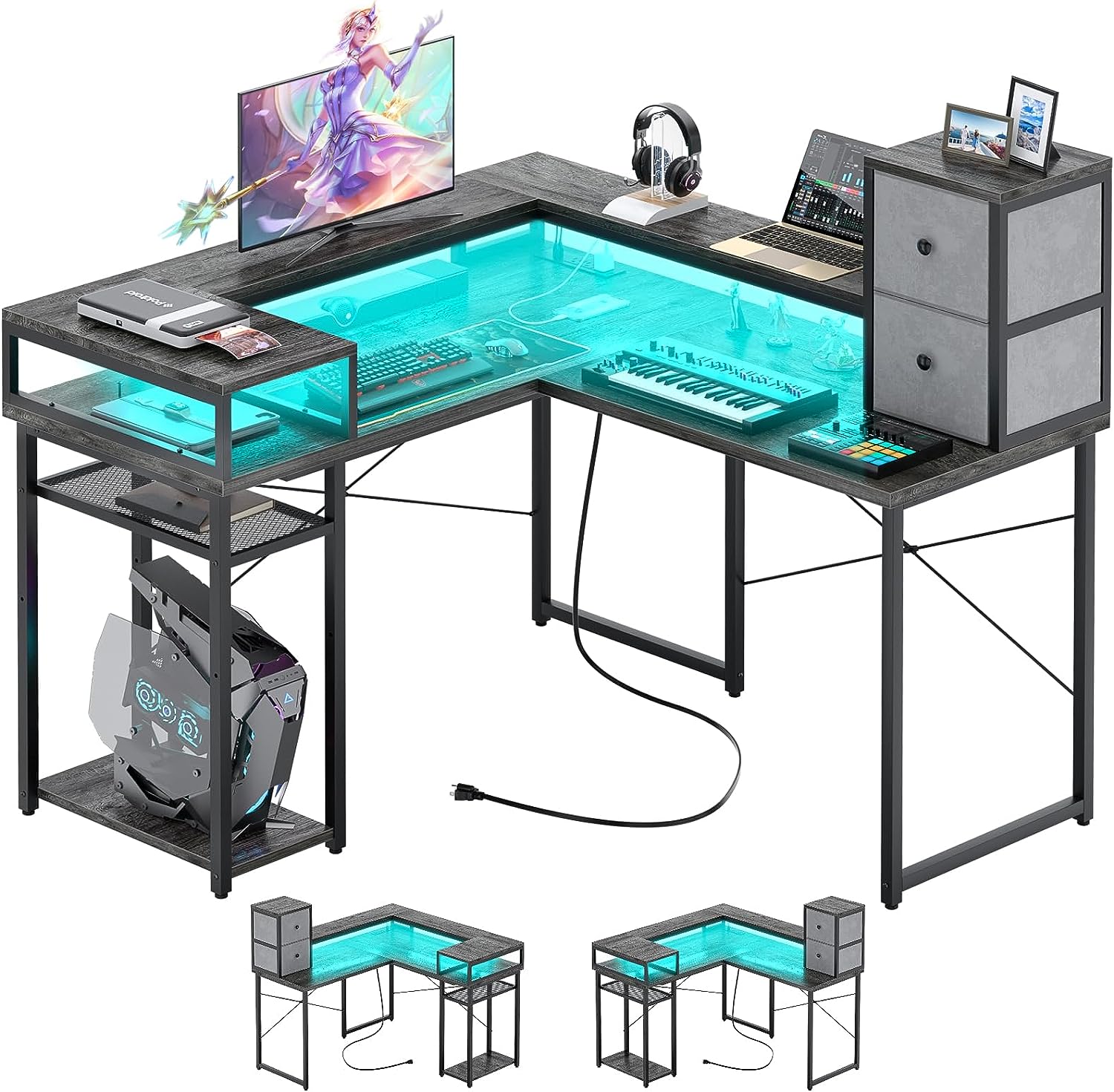 میز کامپیوتر مدل armocity 50 Inch L Desk with 2 Half Shelves - ارسال 15 الی 20 روز کاری