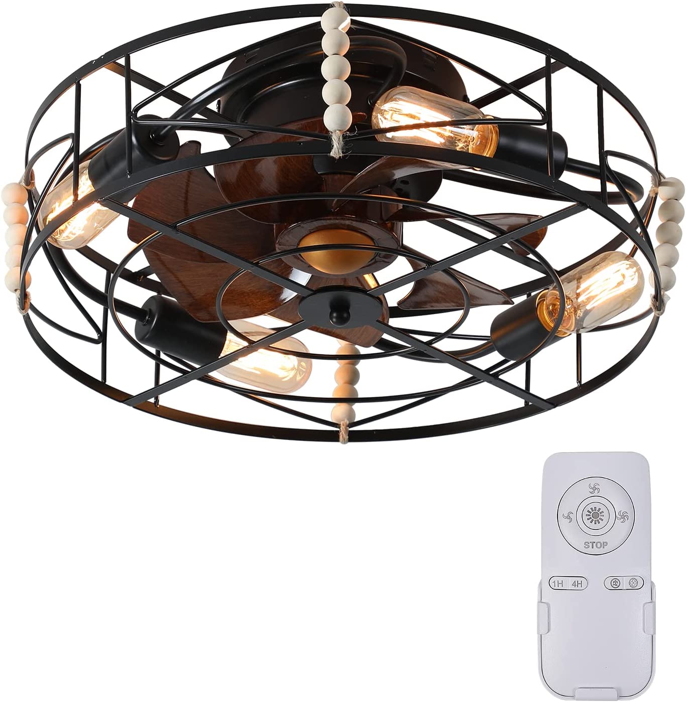 پنکه سقفی با چراغ XIPUDA Caged Boho Ceiling Fan with Lights - ارسال 15 الی 20 روز کاری