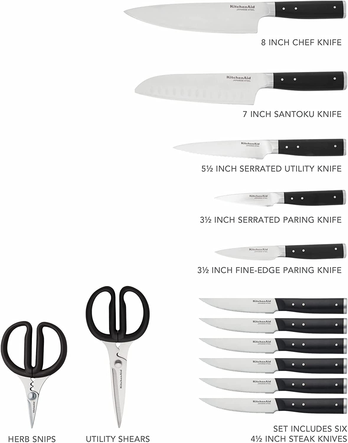 سرویس چاقو کیچن اید KitchenAid Gourmet 14-Piece Forged - ارسال 15 الی 20 روز کاری
