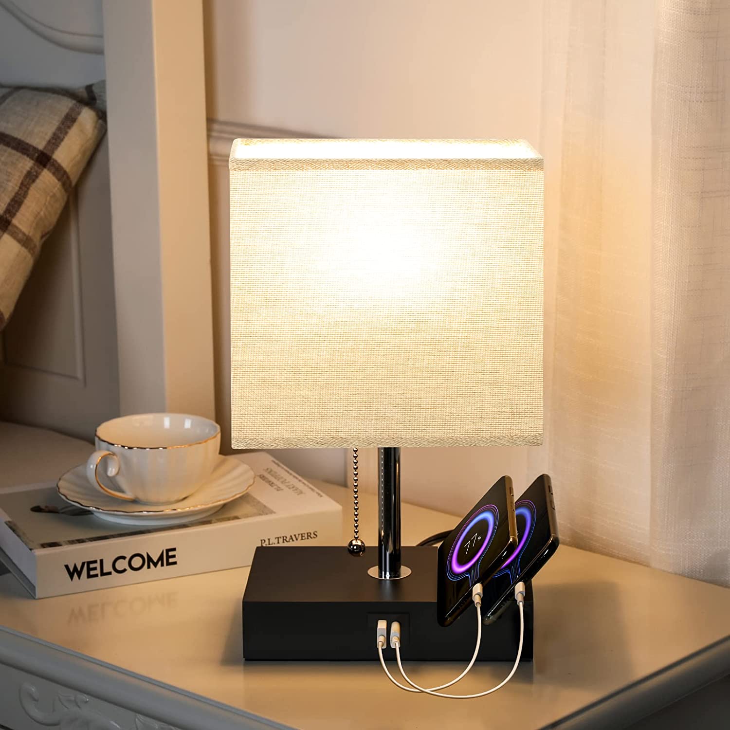 چراغ خواب USB Table Lamp with 2 Useful USB Ports - ارسال ۱۰ الی ۱۵ روز کاری
