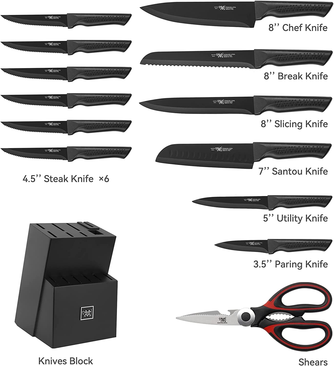 سرویس چاقو 15 تکه مدل knife set 15 Pcs Black - ارسال 20 الی 25 روز کاری