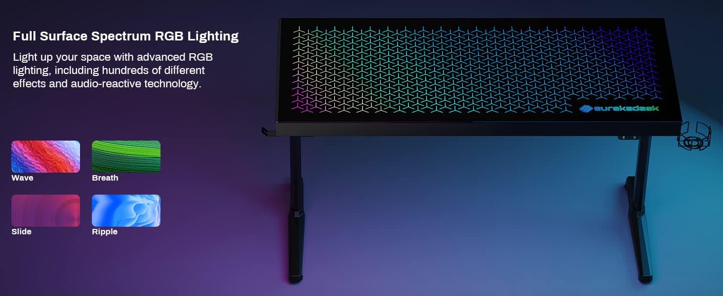 میز بازی با نورپردازی LED EUREKA ERGONOMIC RGB - ارسال 10 الی 15 روز کاری