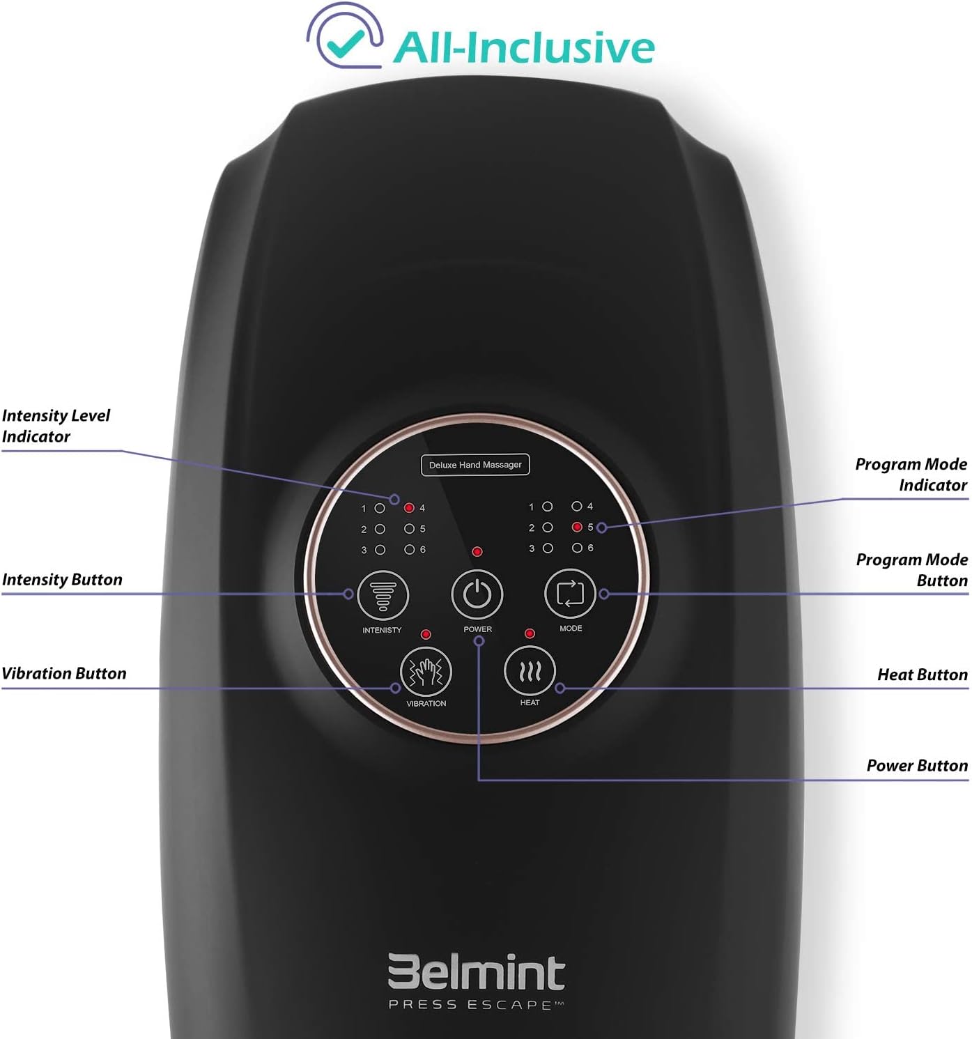 ماساژور دستی با گرما و لرزش و فشرده سازی مدل Belmint Hand Massager - ارسال 25 الی 30 روز کاری