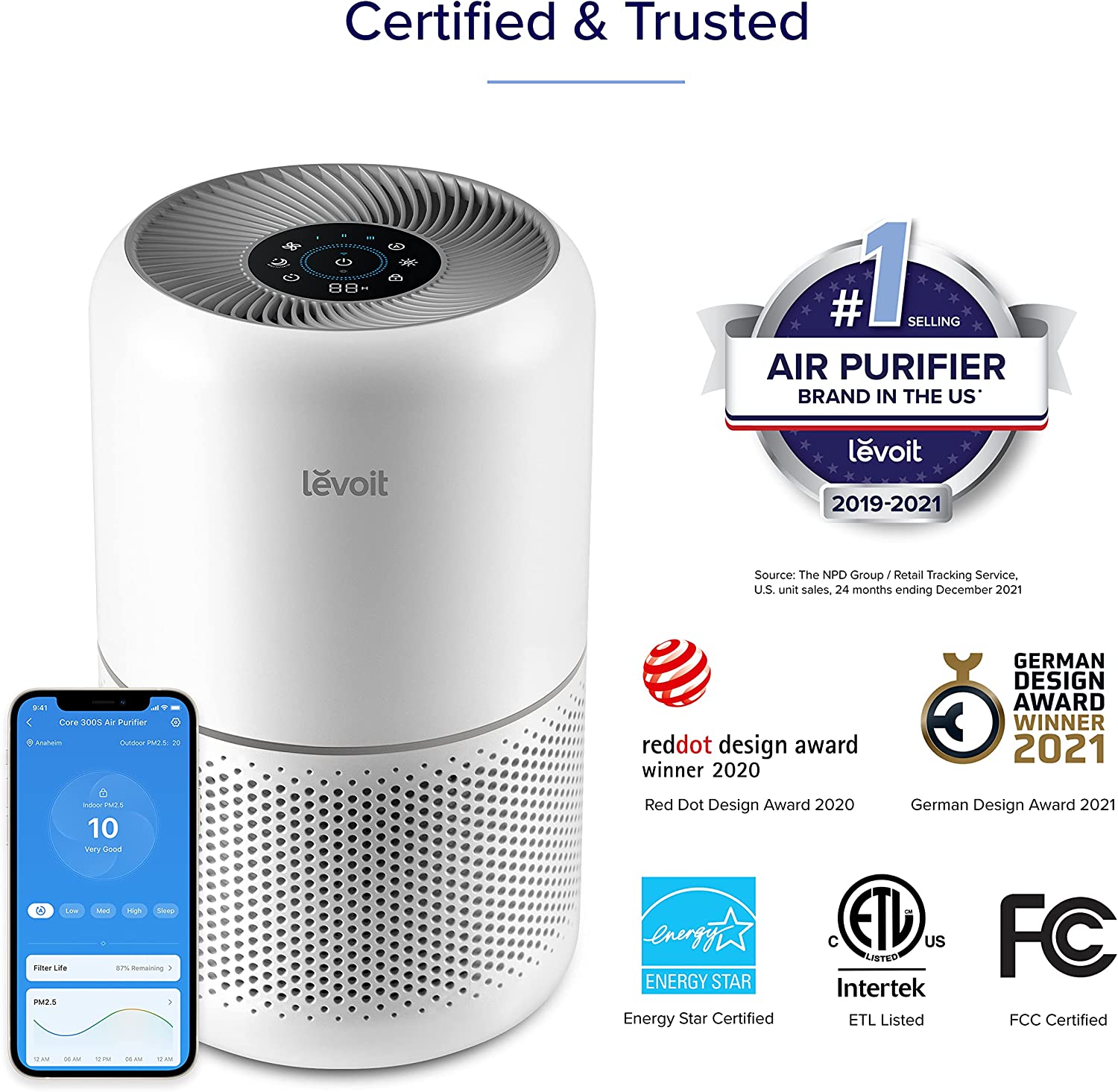 دستگاه تصفیه هوا LEVOIT Smart Air Purifier for Home Bedroom- ارسال 10 الی 15 روز کاری