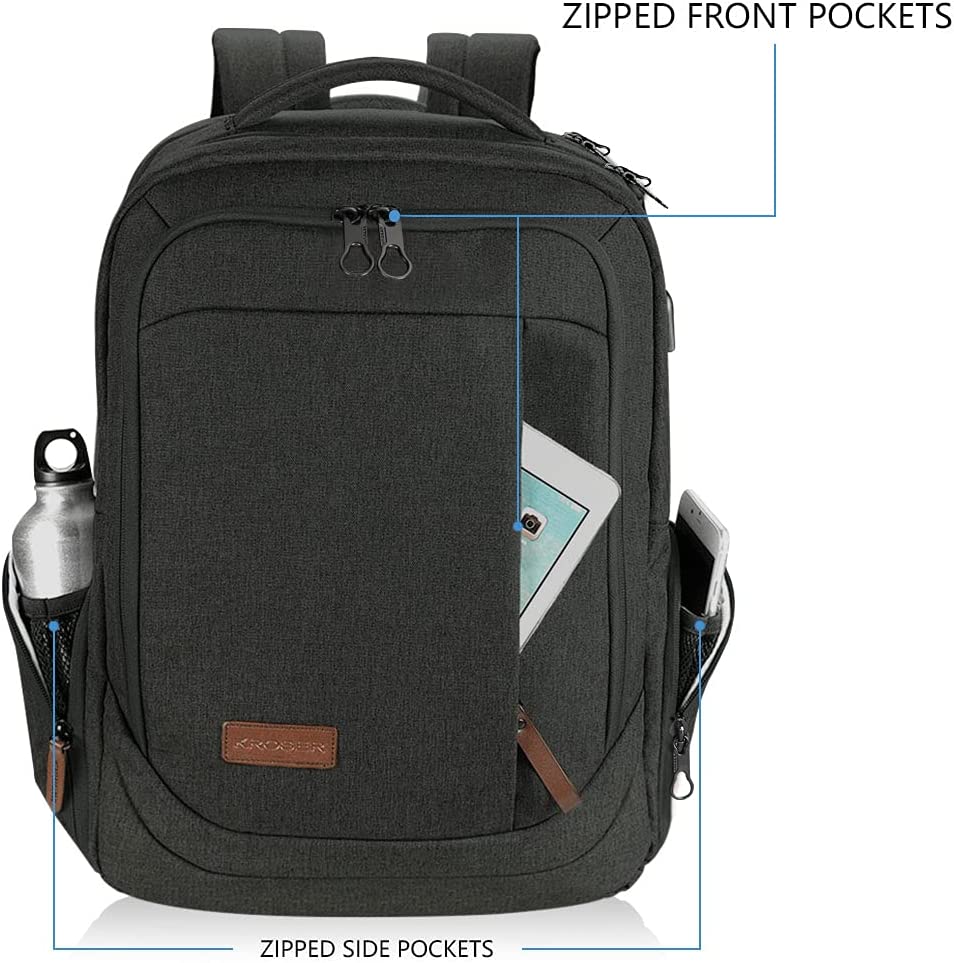 کوله پشتی با محفظه لپ تاپ KROSER مدل KTF757-Dark Grey - ارسال ۱۰ الی ۱۵ روز کاری