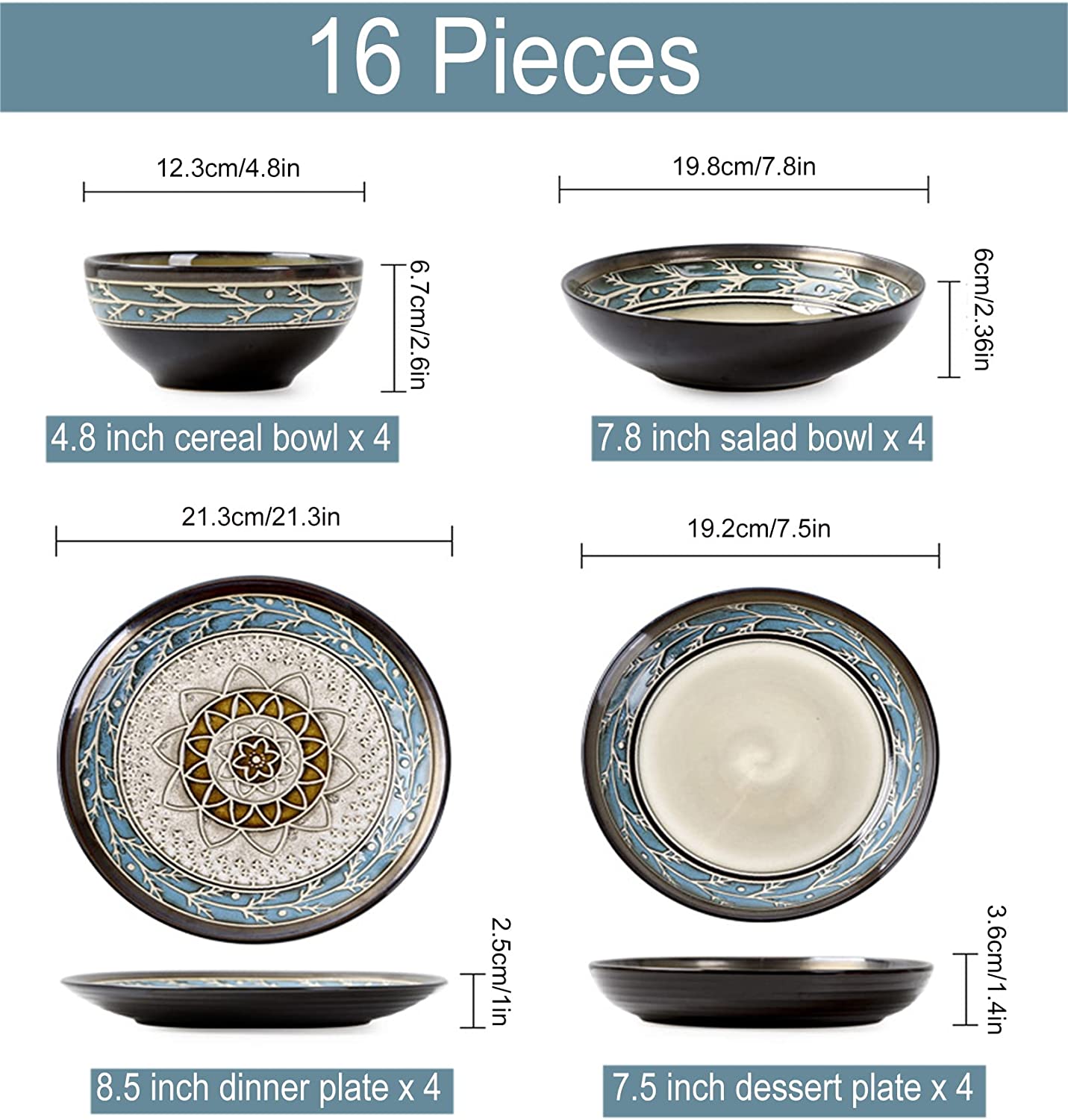 سرویس غذاخوری16 تکه 16-Piece Porcelain Dinnerware Set - ارسال 15 الی 20 روز کاری