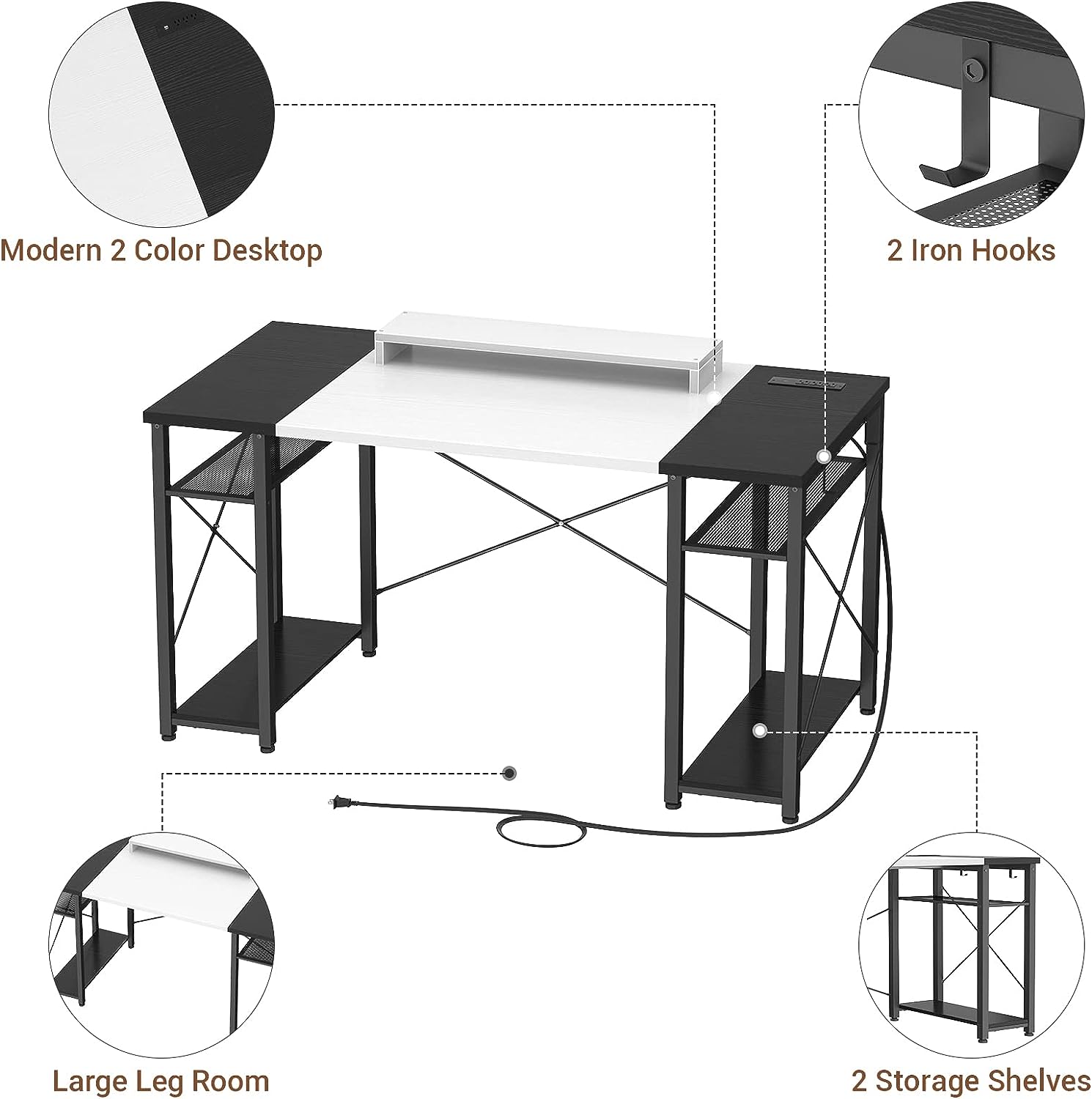 میز کامپیوتر با پایه مانیتور متحرک مدل armocity Computer Desk 55 Inch - ارسال 20 الی 25 روز کاری