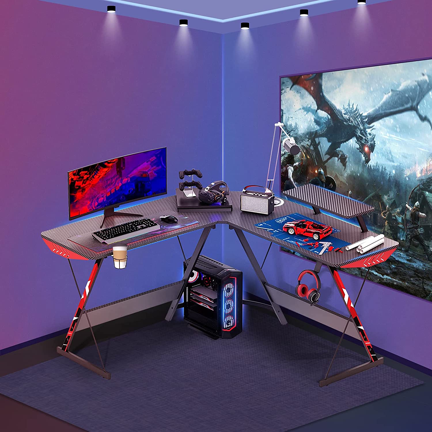 مشخصات میز گیمینگ L Shaped Gaming Desk 130cm L Shaped Desk ارسال 15