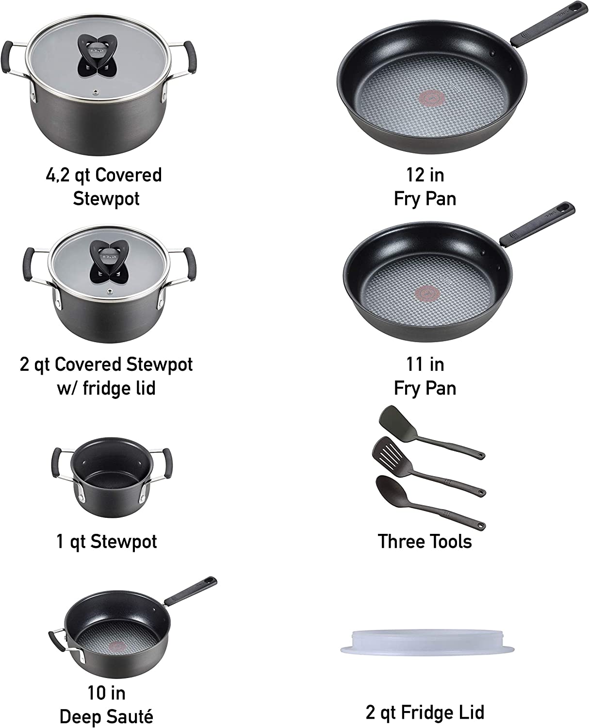 ست قابلمه و تابه 12 تکه نچسب تفال مدل  T-fal Anodized cookware- ارسال 15 الی 20 روز کاری