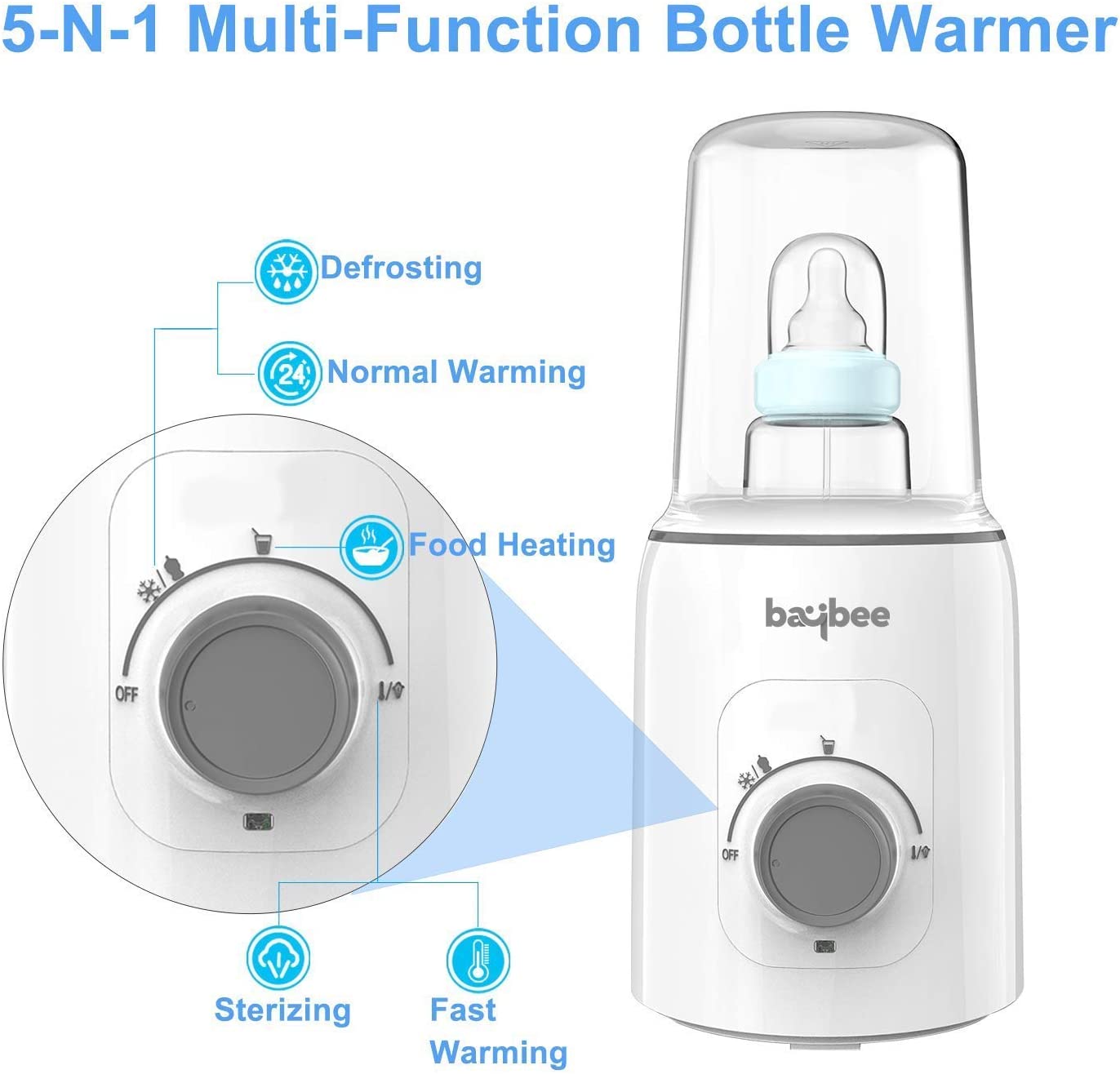 گرم کننده و ضدعفونی کننده بطری کودک Baybee مدل Baybee 5 IN 1 Baby Bottle- ارسال ۱۰ الی ۱۵ روز کاری