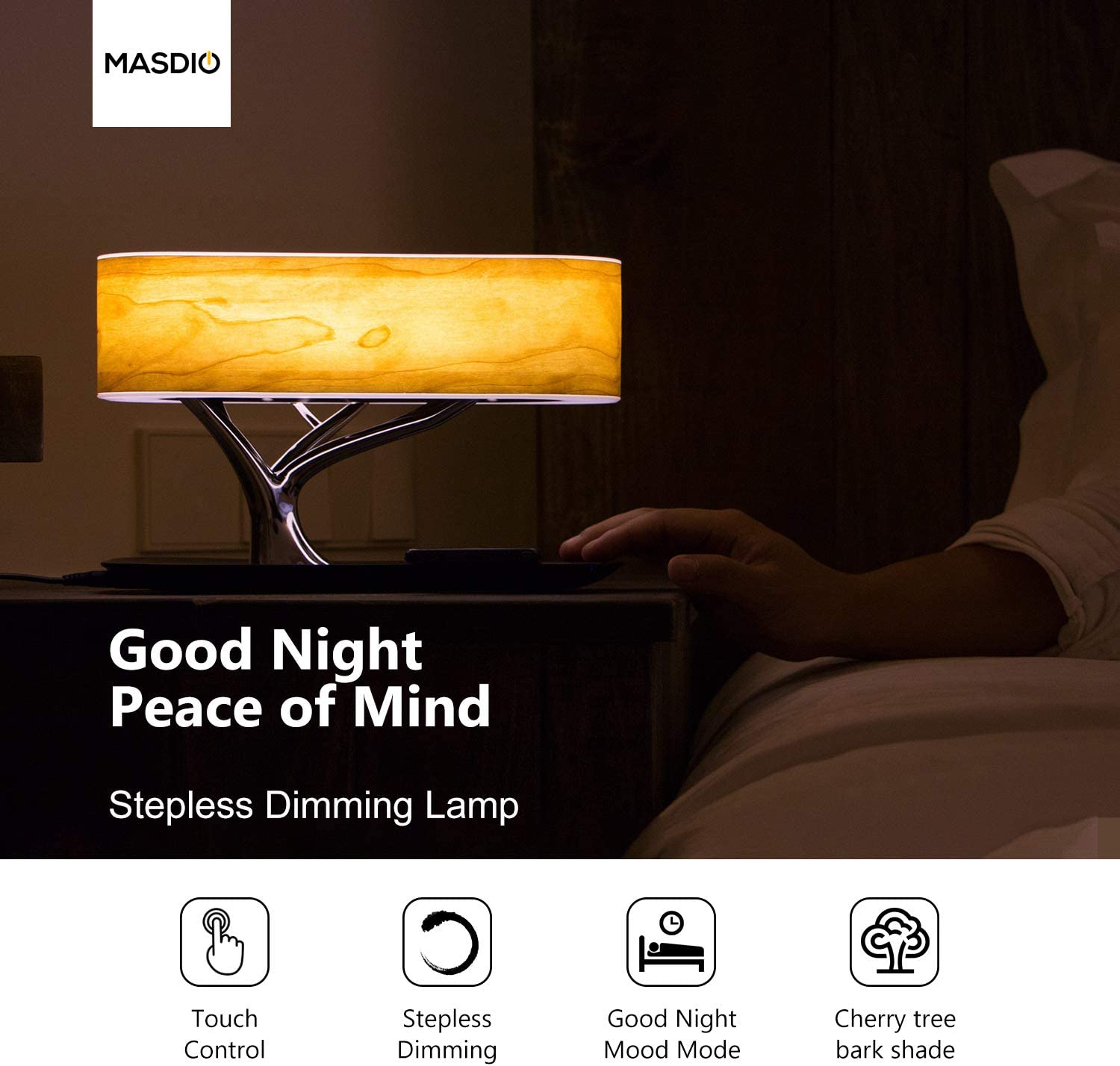چراغ رومیزی موزیکال با پورت شارژ بی سیم AMPULLA Masdio by Ampulla Bedside Lamp - ارسال ۱۰ الی ۱۵ روز کاری