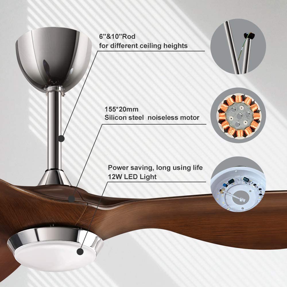 پنکه سقفی reiga 52-in Ceiling Fan with LED Light - ارسال ۱۰ الی ۱۵ روز کاری