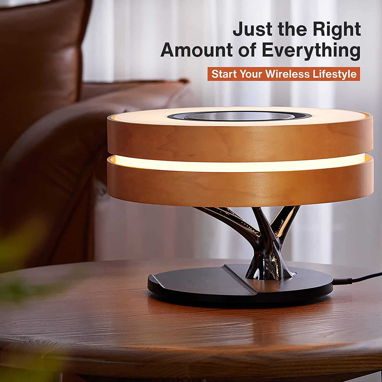 چراغ رومیزی موزیکال با پورت شارژ بی سیم Masdio by Ampulla Horizon Bedside Lamp - ارسال ۱۰ الی ۱۵ روز کاری