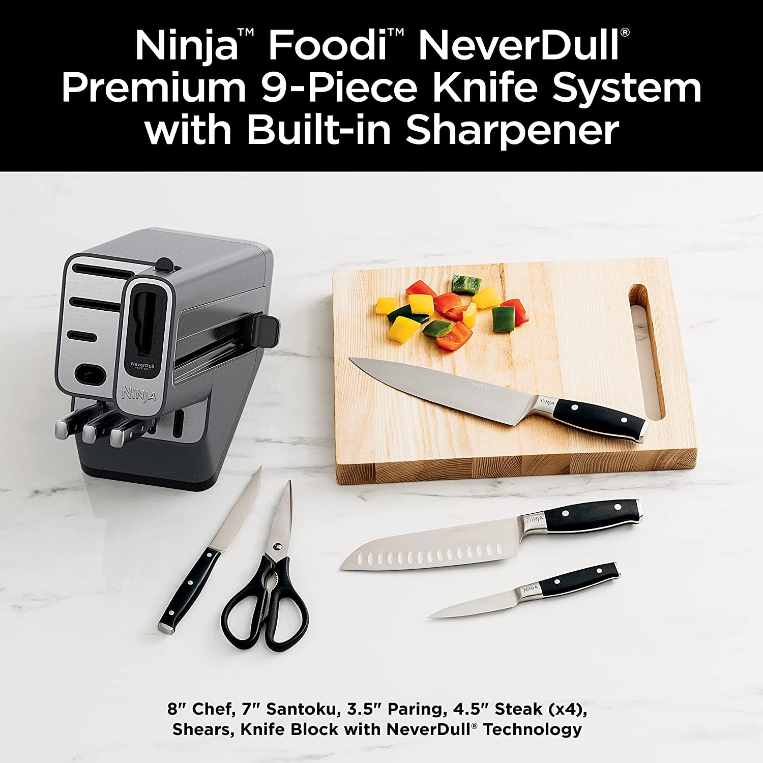 سرویس 9 تکه چاقوی نینجا مدل Ninja DG551 Foodi - ارسال 10 الی ۱۵ روز کاری