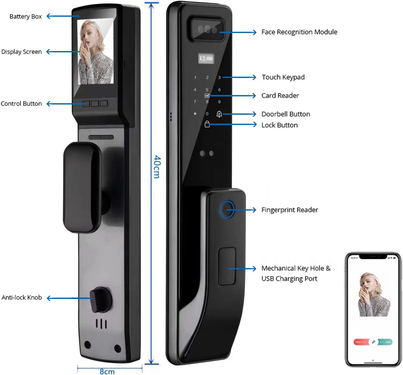 قفل درب هوشمند مدل YASUCISS Smart Lock 3D Face - ارسال ۱۰ الی ۱۵ روز کاری