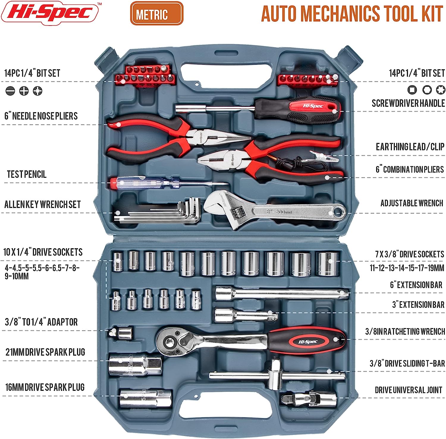 ست ابزار 67 قطعه خودرو مدل Hi-Spec Tools 67 Piece - ارسال ۱۰ الی ۱۵ روز کاری