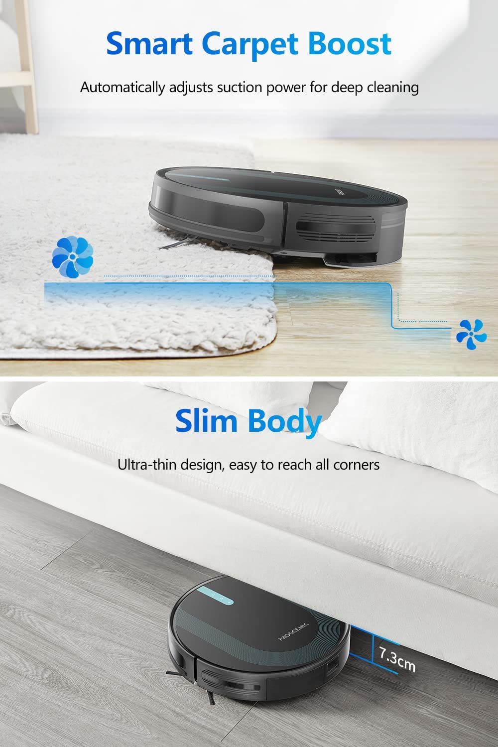 مشخصات جاروبرقی رباتیک Proscenic 850T Robot Vacuum Cleaner 3000Pa Strong Suction Robotic ارسال