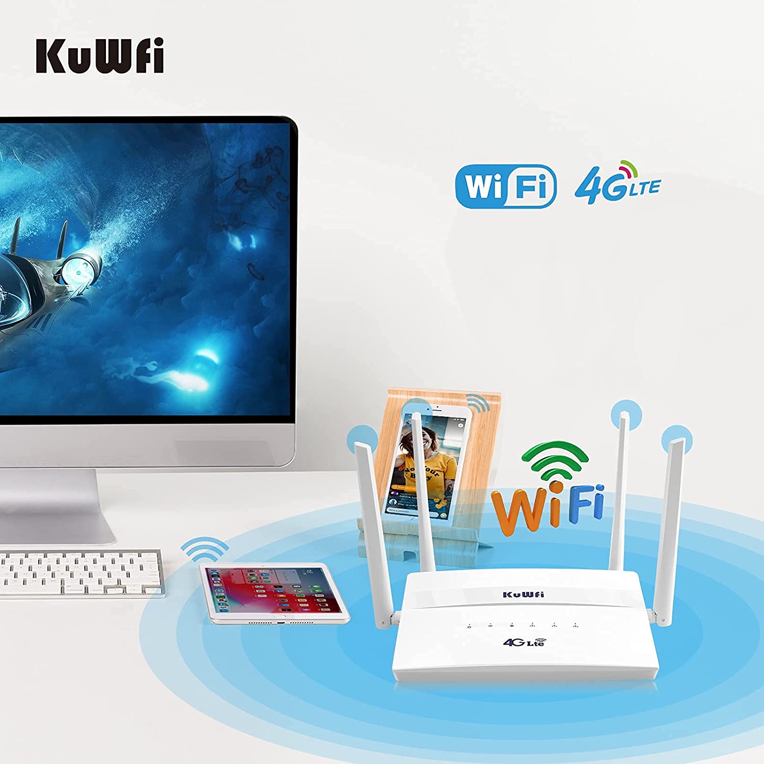مودم روتر KuWFi مدل 4G LTE CPE WiFi - ارسال ۱۰ الی ۱۵ روز کاری