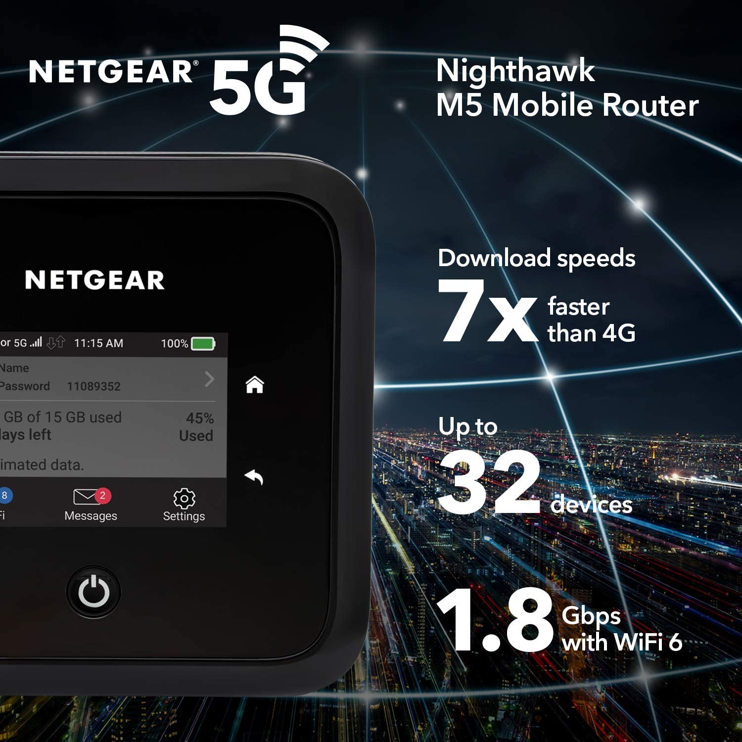 روتر 5G قابل حمل NETGEAR مدل Netgear 5G Router Mr5200 - Ultrafast 5G- ارسال ۱۰ الی ۱۵ روز کاری