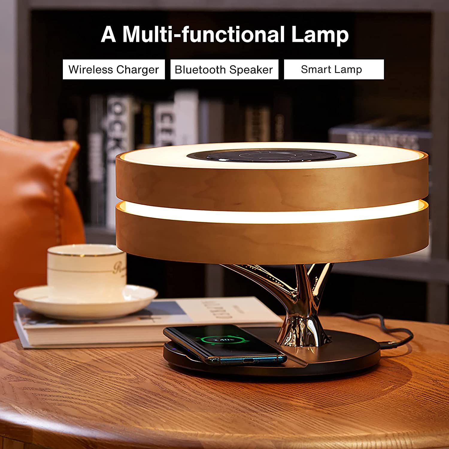 چراغ رومیزی موزیکال با پورت شارژ بی سیم Masdio by Ampulla Horizon Bedside Lamp - ارسال ۱۰ الی ۱۵ روز کاری