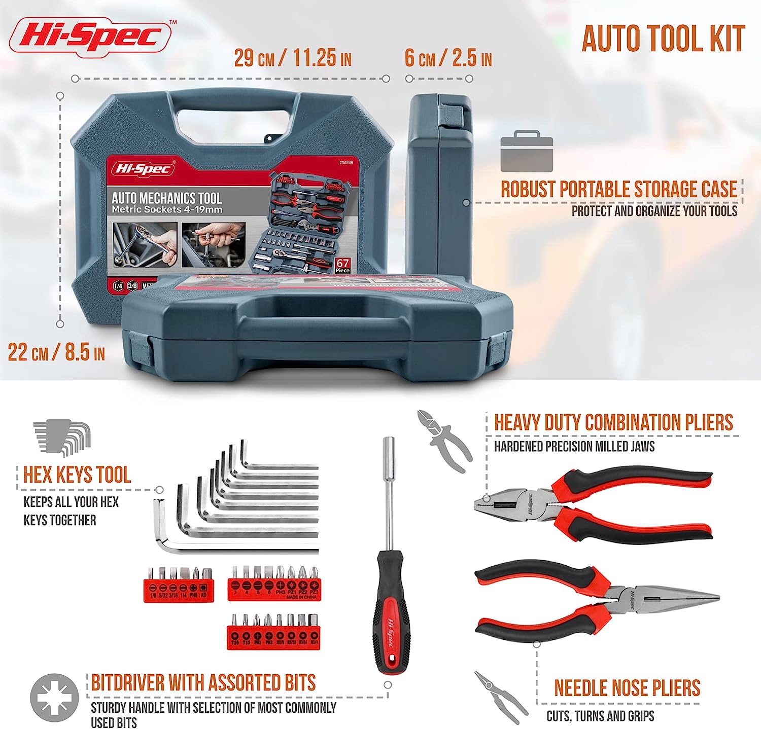 ست ابزار 67 قطعه خودرو مدل Hi-Spec Tools 67 Piece - ارسال ۱۰ الی ۱۵ روز کاری