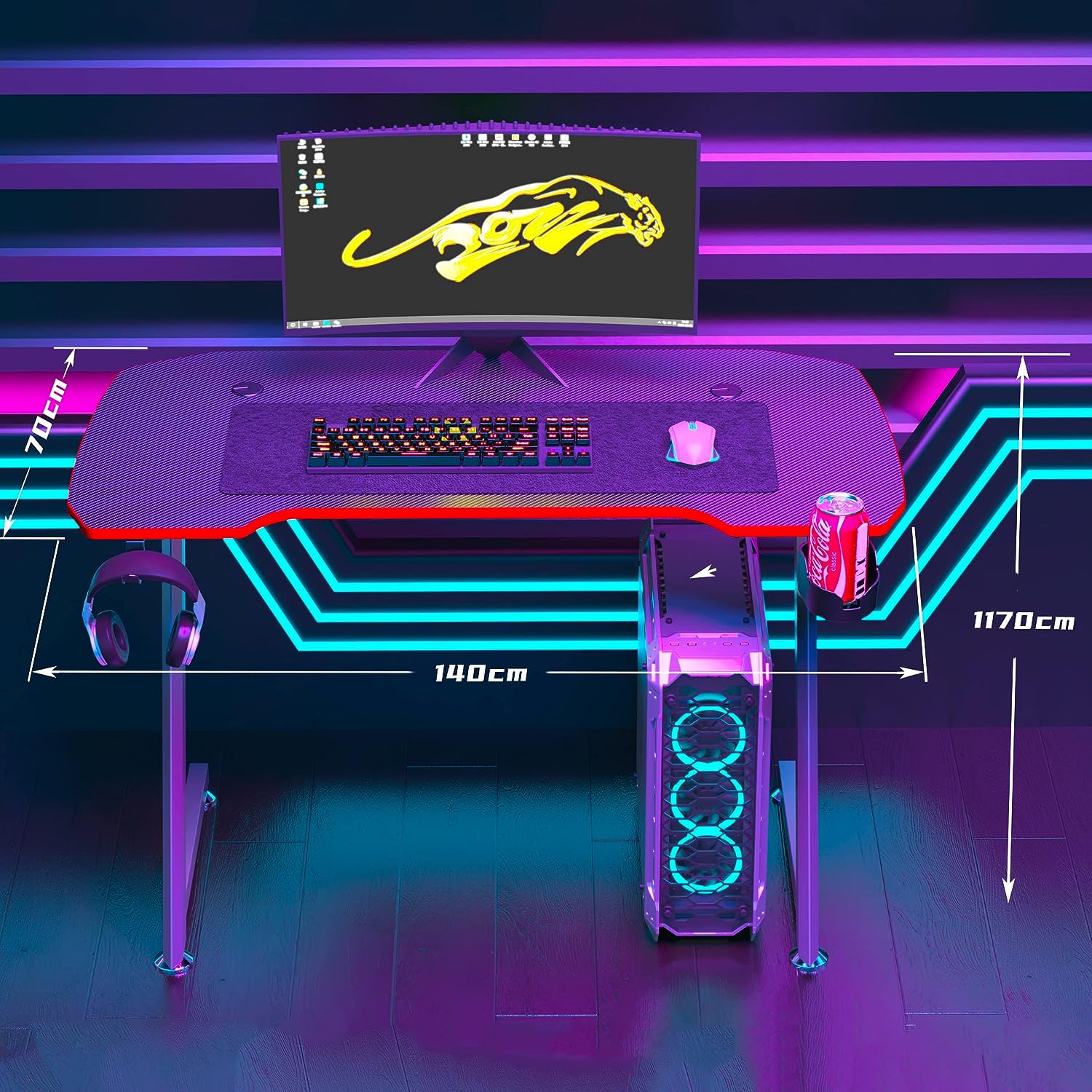 میز گیمینگ شکل Z مدل Chulovs Gaming Desk 47.2 Inch Z - ارسال ۱۰ الی ۱۵ روز کاری