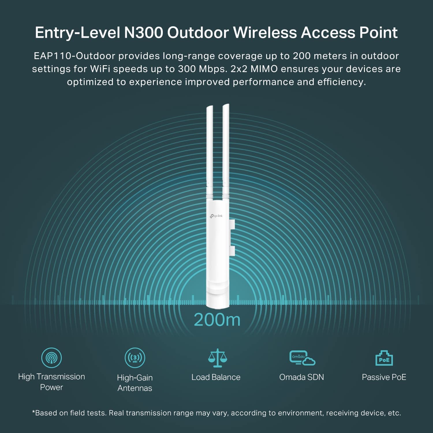 توسعه دهنده شبکه Omada N300 بی سیم تی پی لینک مدل EAP110-Outdoor V3 - ارسال ۱۰ الی ۱۵ روز کاری